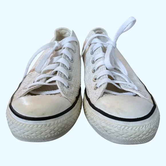 Converse All Star Textured White Sneakers Women's Sz 8 - Picture 4 of 9